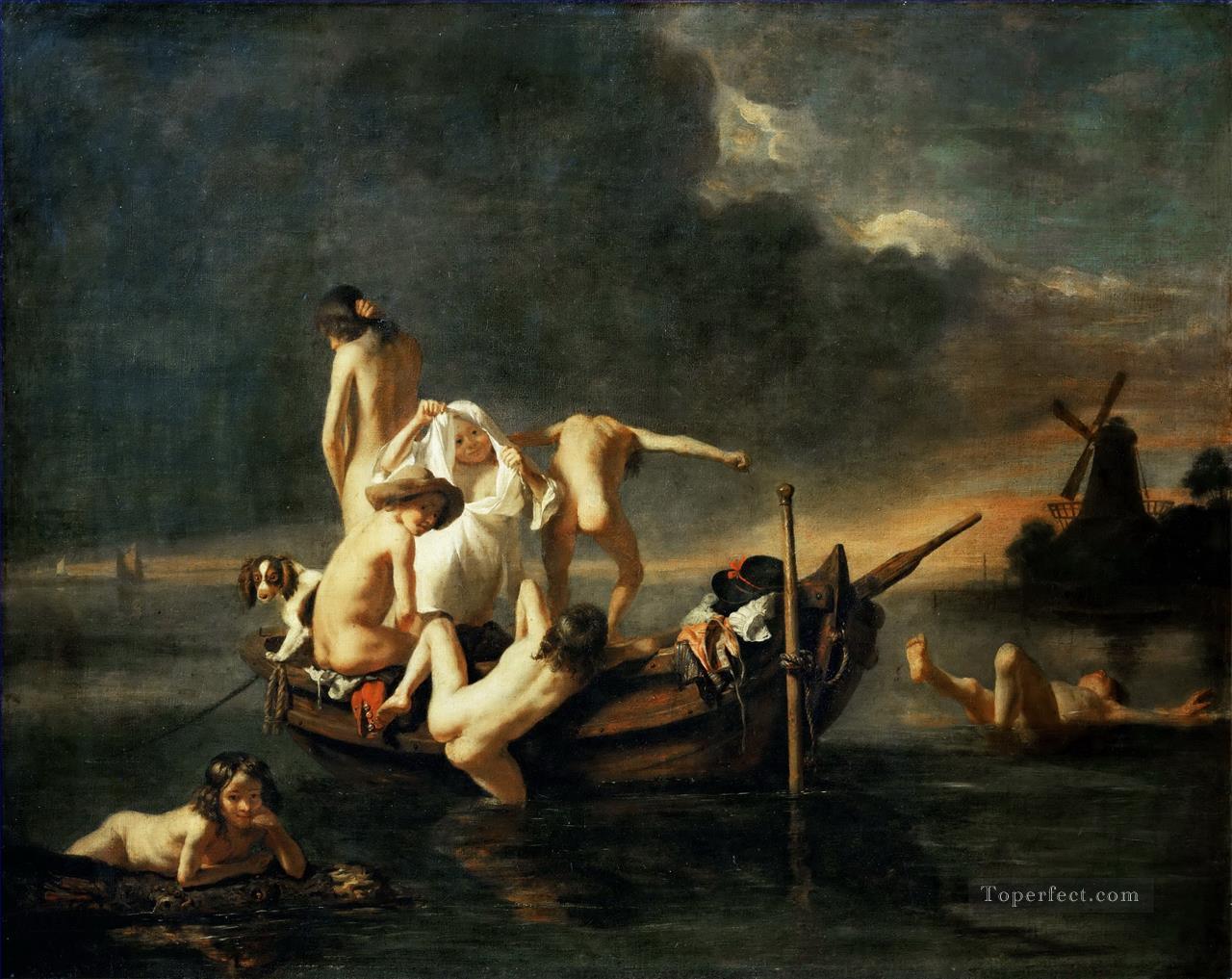 Bañando al barroco Nicolaes Maes Pintura al óleo